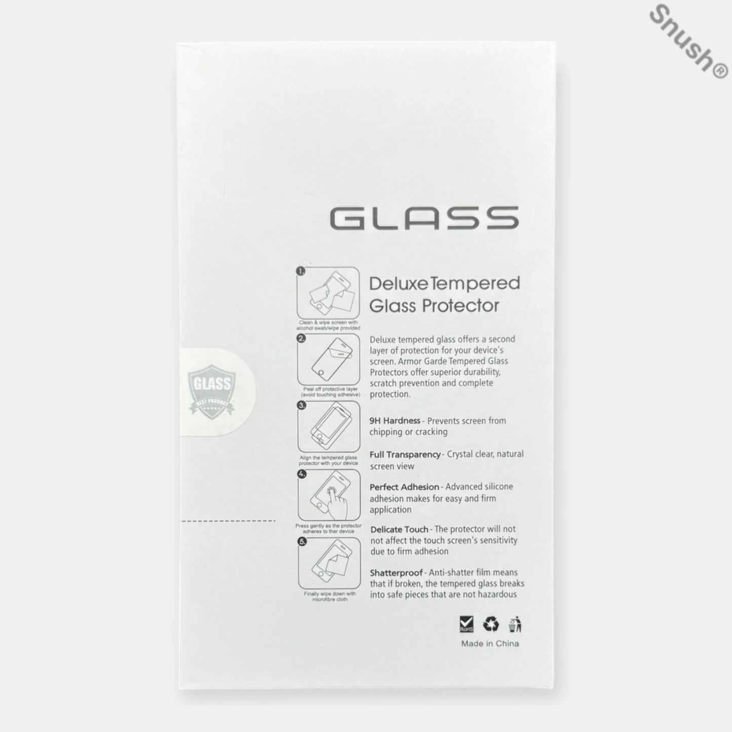 9H härdat glas – shatterproof och HD-klarhet