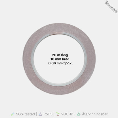 Koppartejp med mått 10 mm × 20 m × 0,06 mm – ProLab™