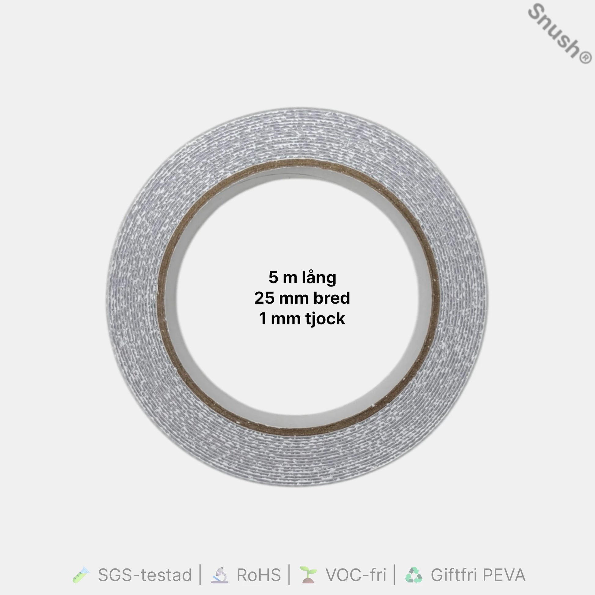 Mått på ProLab PEVA Anti-Slip Tape transparent – 25 mm bred, 5 meter lång, 1 mm tjock