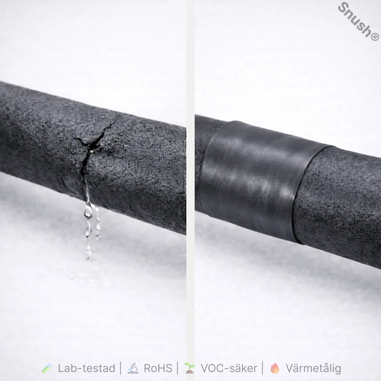 Självsmältande silikontejp för att laga läckande rör och slangar