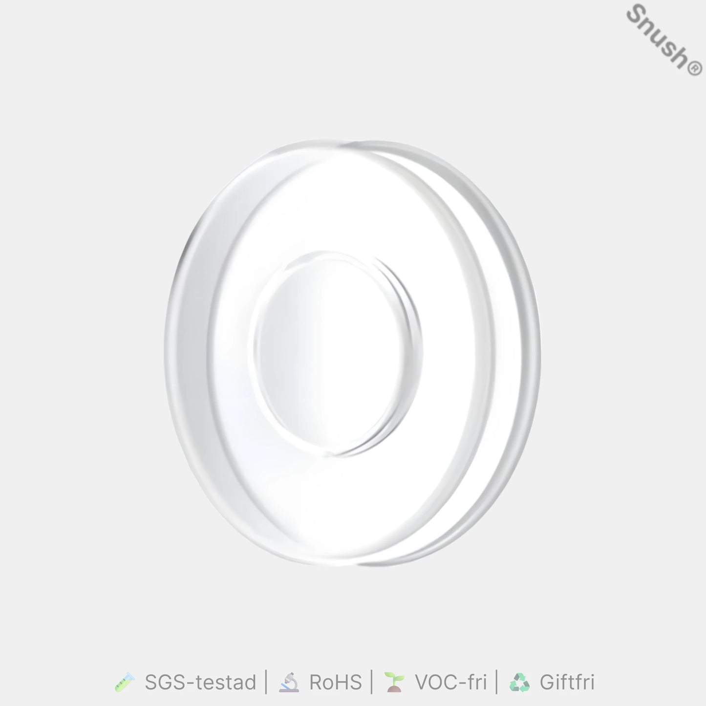 Snush® Hybrid – Nyckelkompis rund, transparent hybridpad i återanvändbar Snush®-gel