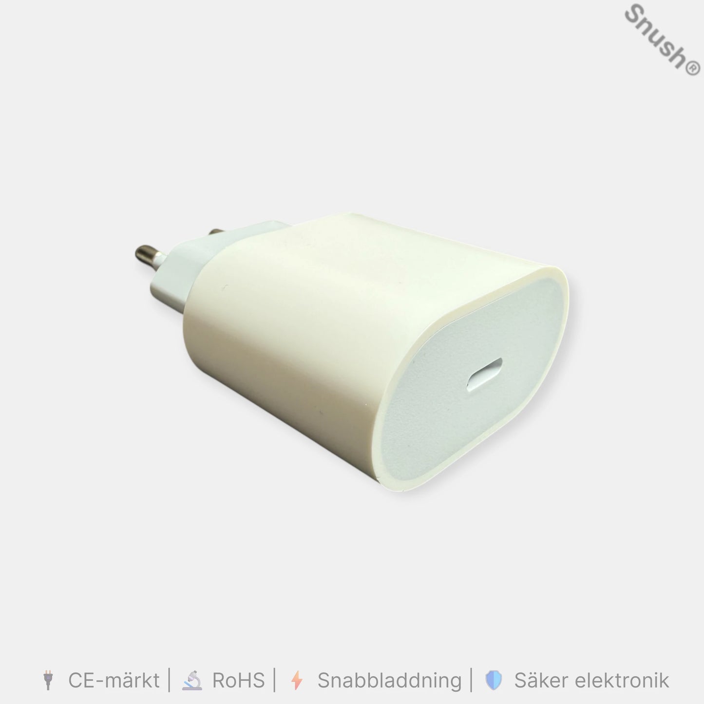 Turtos USB-C 20W snabbladdare – CE-märkt och RoHS-godkänd adapter
