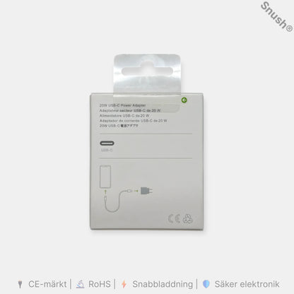 Turtos USB-C 20W snabbladdare – CE-märkt och RoHS-godkänd adapter