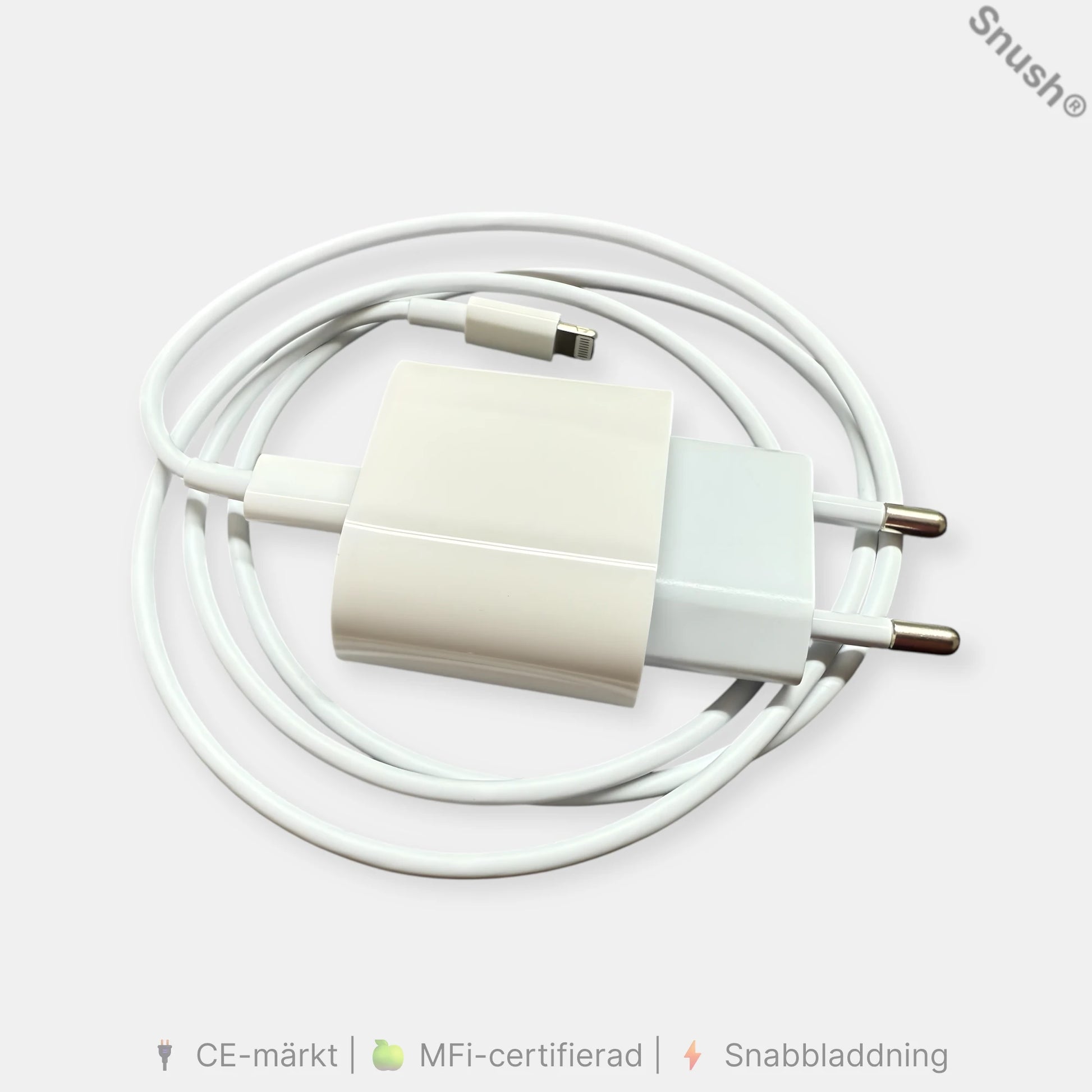 Turtos 20W USB-C snabbladdare med Lightning-kabel – komplett paket