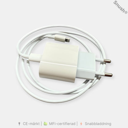 Turtos 20W USB-C snabbladdare med Lightning-kabel – komplett paket